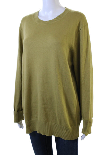 Everlane Womens Long Sleeve Crew Neck Knit Sweatshirt Green Cotton Size Large