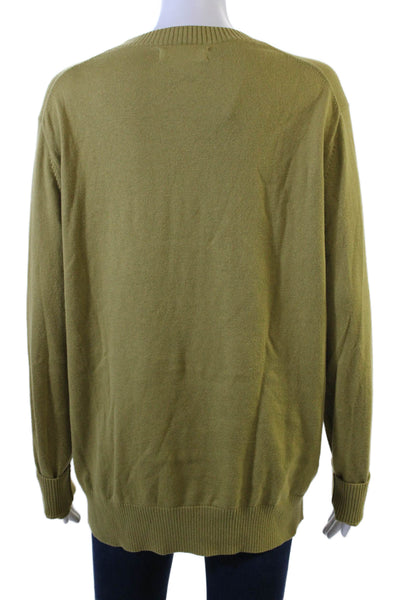 Everlane Womens Long Sleeve Crew Neck Knit Sweatshirt Green Cotton Size Large