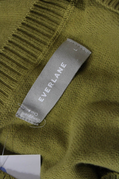 Everlane Womens Long Sleeve Crew Neck Knit Sweatshirt Green Cotton Size Large