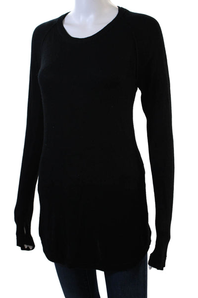 Lululemon Womens Long Sleeve Scoop Neck Knit Sweatshirt Black Size 8