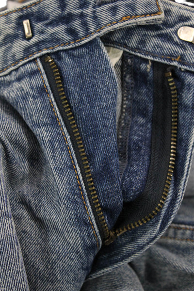 Grlfrnd Womens Crystal Button Fly Distressed Straight Leg Jeans Blue Size 25