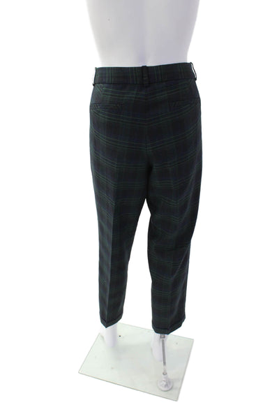 J Crew Womens Plaid Cafe Capri Cuffed Slim Leg Dress Pants Black Green Size 6