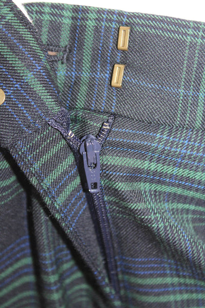 J Crew Womens Plaid Cafe Capri Cuffed Slim Leg Dress Pants Black Green Size 6