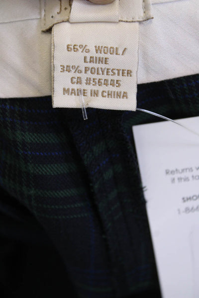 J Crew Womens Plaid Cafe Capri Cuffed Slim Leg Dress Pants Black Green Size 6