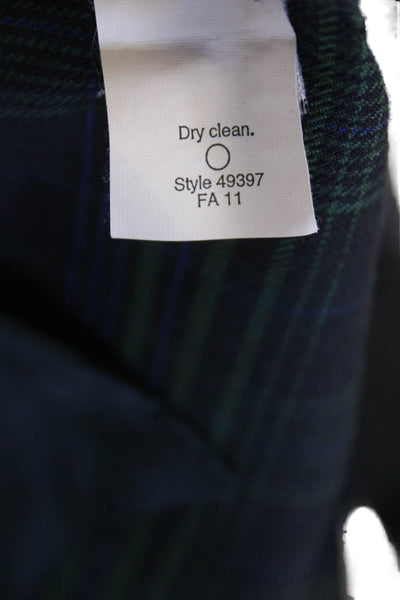 J Crew Womens Plaid Cafe Capri Cuffed Slim Leg Dress Pants Black Green Size 6
