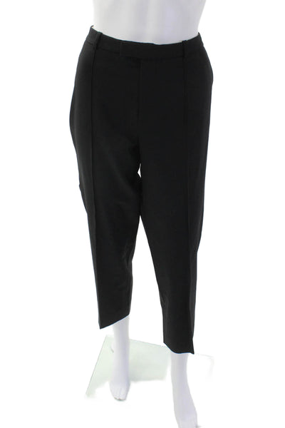 J Crew Womens Creased High Rise Slim Leg Dress Pants Black Wool Size 8