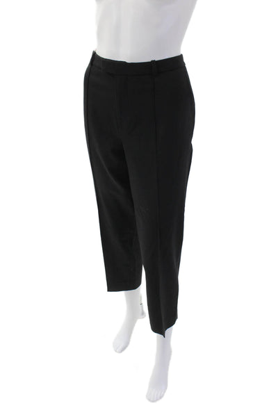 J Crew Womens Creased High Rise Slim Leg Dress Pants Black Wool Size 8