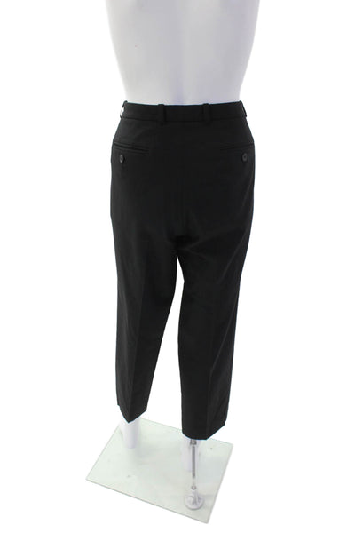J Crew Womens Creased High Rise Slim Leg Dress Pants Black Wool Size 8