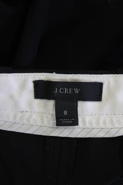 J Crew Womens Creased High Rise Slim Leg Dress Pants Black Wool Size 8
