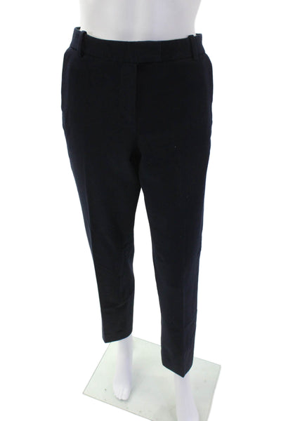 J Crew Womens Creased Slim Leg Maddie Dress Pants Navy Blue Cotton Size 8