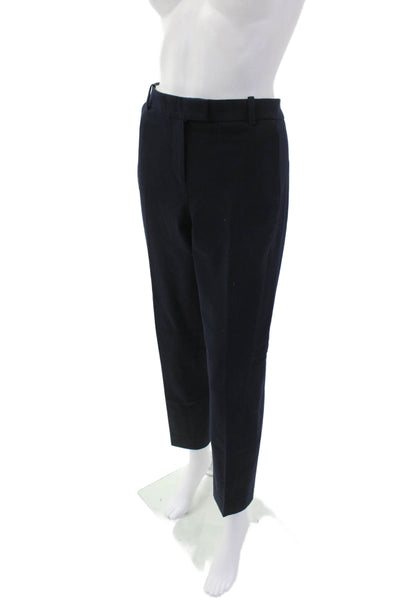 J Crew Womens Creased Slim Leg Maddie Dress Pants Navy Blue Cotton Size 8