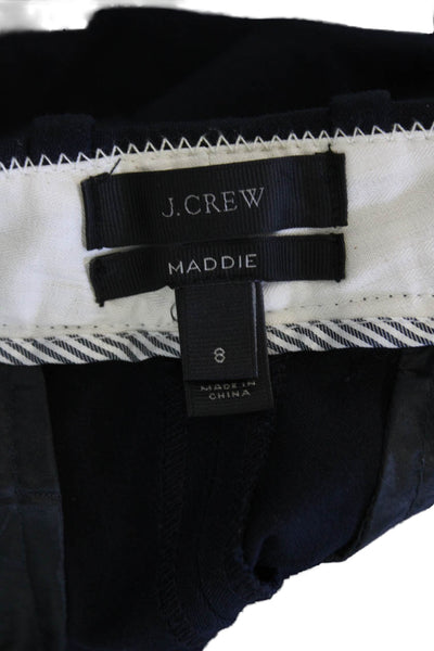 J Crew Womens Creased Slim Leg Maddie Dress Pants Navy Blue Cotton Size 8