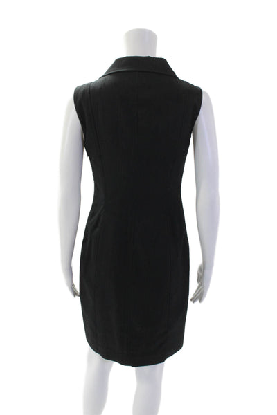 Classiques Entier Womens Textured V-neck Sleeveless Zip Collar Dress Black Size