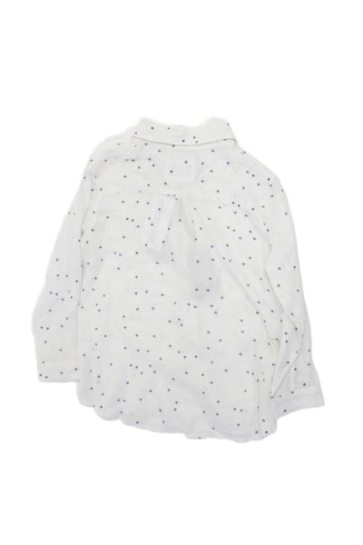 Rails Girls Linen Cora Geometric Collared Button-Down Shirt White Size 12
