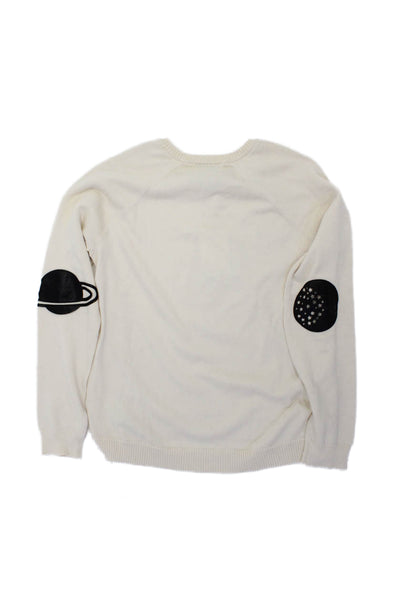 Cotton Autumn Cashmere Girls Buttoned Pullover Knit Sweater Cream Size 12