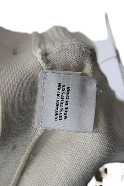 Cotton Autumn Cashmere Girls Buttoned Pullover Knit Sweater Cream Size 12