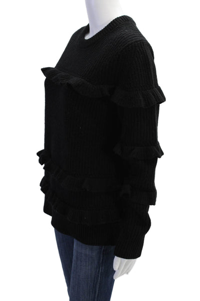 Michael Michael Kors Womens Ruffle Design Long Sleeve Sweater Black Size M