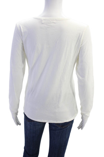 Michael Michael Kors Womens Zip Short Sleeve Round Neck Top White Size M