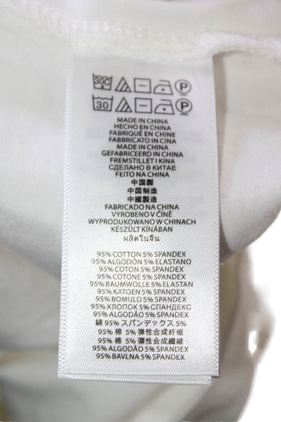 Michael Michael Kors Womens Zip Short Sleeve Round Neck Top White Size M