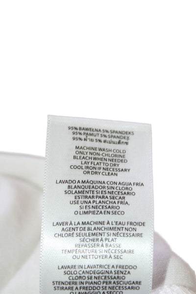 Michael Michael Kors Womens Zip Short Sleeve Round Neck Top White Size M
