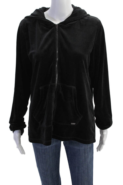 Marc New York Performance Womens Velour Print Zip Up Hoodie Black Size XL
