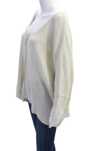 Free People Womens Cotton Knit Pullover Round Neck Sweater Beige Size M