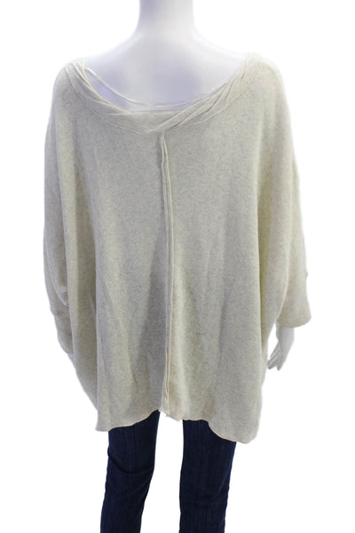 Free People Womens Cotton Knit Pullover Round Neck Sweater Beige Size M