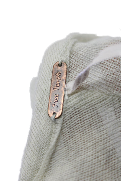 Free People Womens Cotton Knit Pullover Round Neck Sweater Beige Size M