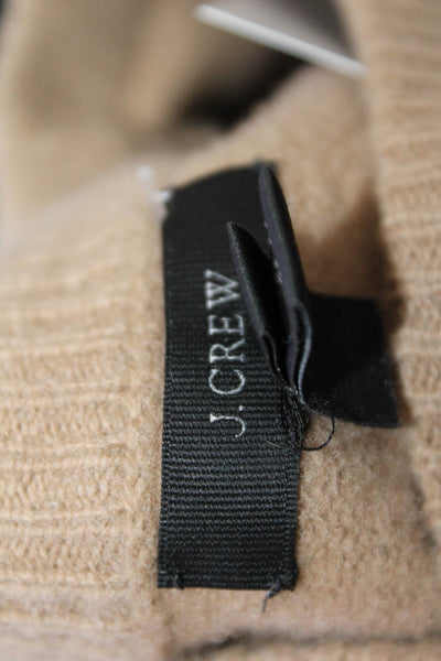 J Crew Womens Wool Ruffle Design Ribbed Hem Pullover Sweater Brown Size M