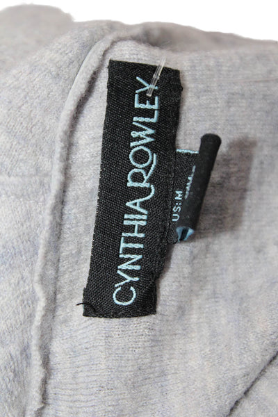 Cynthia Rowley Womens Wool Open Front Zip Pocket Mock Neck Cardigan Gray Size M