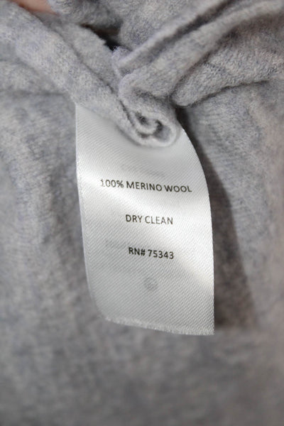 Cynthia Rowley Womens Wool Open Front Zip Pocket Mock Neck Cardigan Gray Size M
