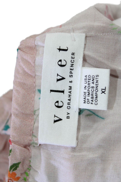 Velvet by Graham & Spencer Womns Floral Print V-Neck Tunic Dress Pink Size XL
