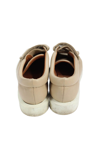Clergerie Womens Textured Leather Hook Pile Tape Strap Shoes Nude Size EUR 37.5