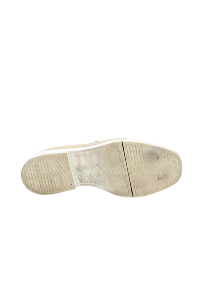 Clergerie Womens Textured Leather Hook Pile Tape Strap Shoes Nude Size EUR 37.5