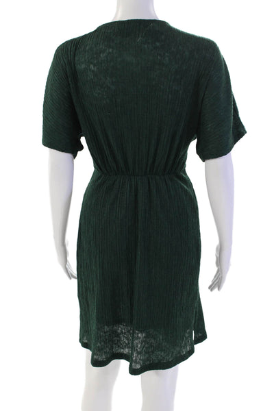 Floret Studios Womens V-neck Shorts Sleeve Lined Short Dress Forest Green Size X