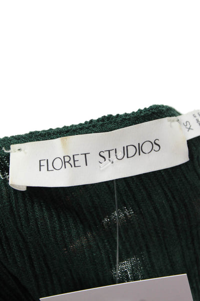 Floret Studios Womens V-neck Shorts Sleeve Lined Short Dress Forest Green Size X
