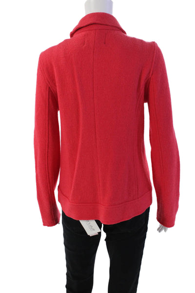 Tahari Womens Full Zipper Long Sleeves Wrap Jacket Coral Pink Wool Size Medium