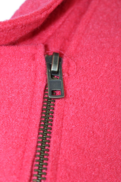 Tahari Womens Full Zipper Long Sleeves Wrap Jacket Coral Pink Wool Size Medium