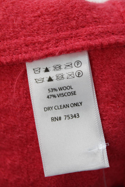 Tahari Womens Full Zipper Long Sleeves Wrap Jacket Coral Pink Wool Size Medium