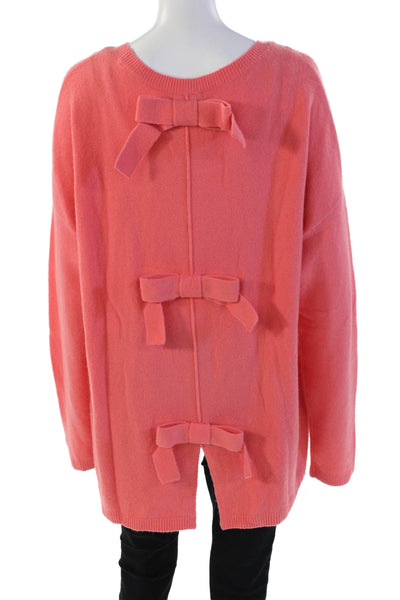 Halogen Womens Bow Back Long Sleeves Sweater Coral Pink Wool Sze Extra Large