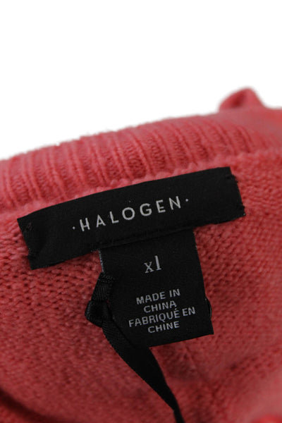 Halogen Womens Bow Back Long Sleeves Sweater Coral Pink Wool Sze Extra Large