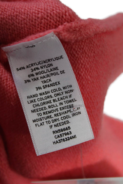 Halogen Womens Bow Back Long Sleeves Sweater Coral Pink Wool Sze Extra Large
