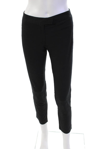 Theory Womens Cotton Flat Front Slim Fit Straight Leg Pants Black Size 0