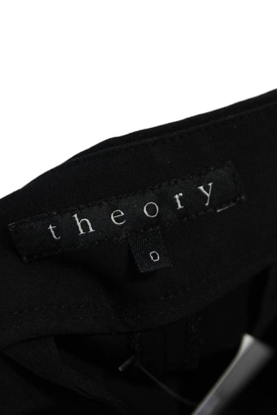 Theory Womens Cotton Flat Front Slim Fit Straight Leg Pants Black Size 0