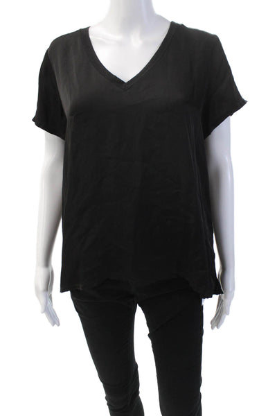 Nation LTD Womens Short Sleeves Pullover V Neck Blouse Black Size Medium