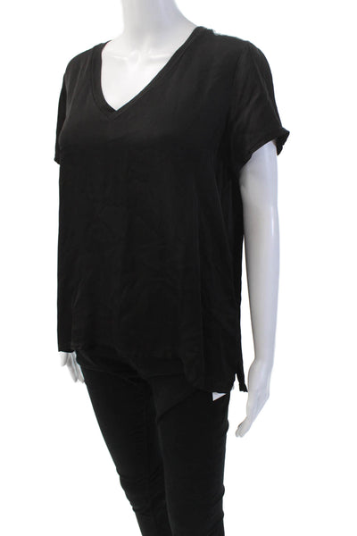 Nation LTD Womens Short Sleeves Pullover V Neck Blouse Black Size Medium