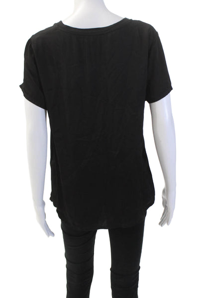 Nation LTD Womens Short Sleeves Pullover V Neck Blouse Black Size Medium