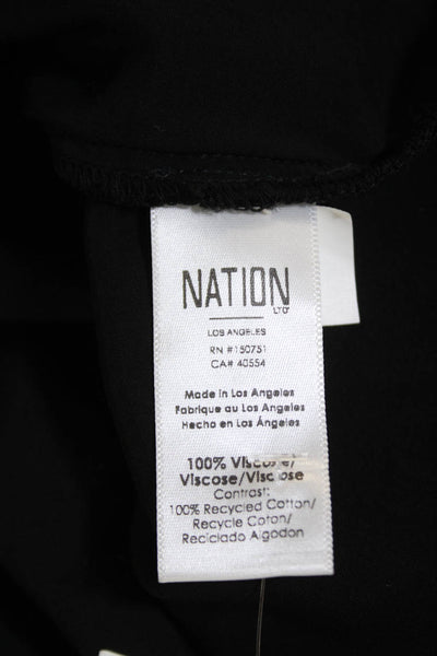 Nation LTD Womens Short Sleeves Pullover V Neck Blouse Black Size Medium