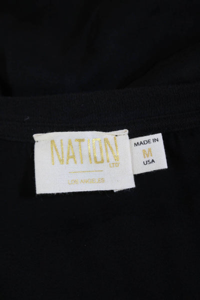 Nation LTD Womens Short Sleeves Pullover V Neck Blouse Black Size Medium