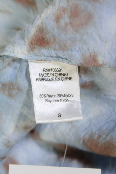 YFB Womens Tie Dye Print V Neck Sleeveless Tank Top Blue Brown Size Small